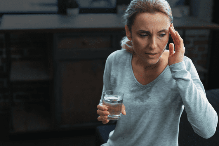 menopausal woman experiencing fatigue and low energy improved with peptides for menopause support