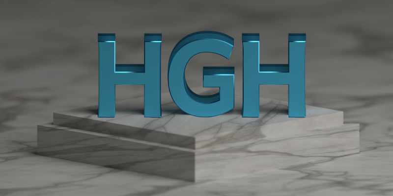 3D rendering of human growth hormone (HGH) concept symbolizing recovery and tissue repair