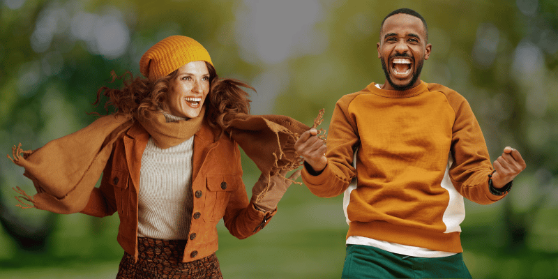 active adults enjoying outdoor movement with improved energy and mood related to balanced cortisol levels