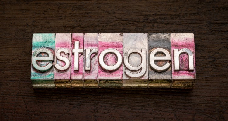 estrogen imbalance after 40 concept illustrated with wooden letter blocks